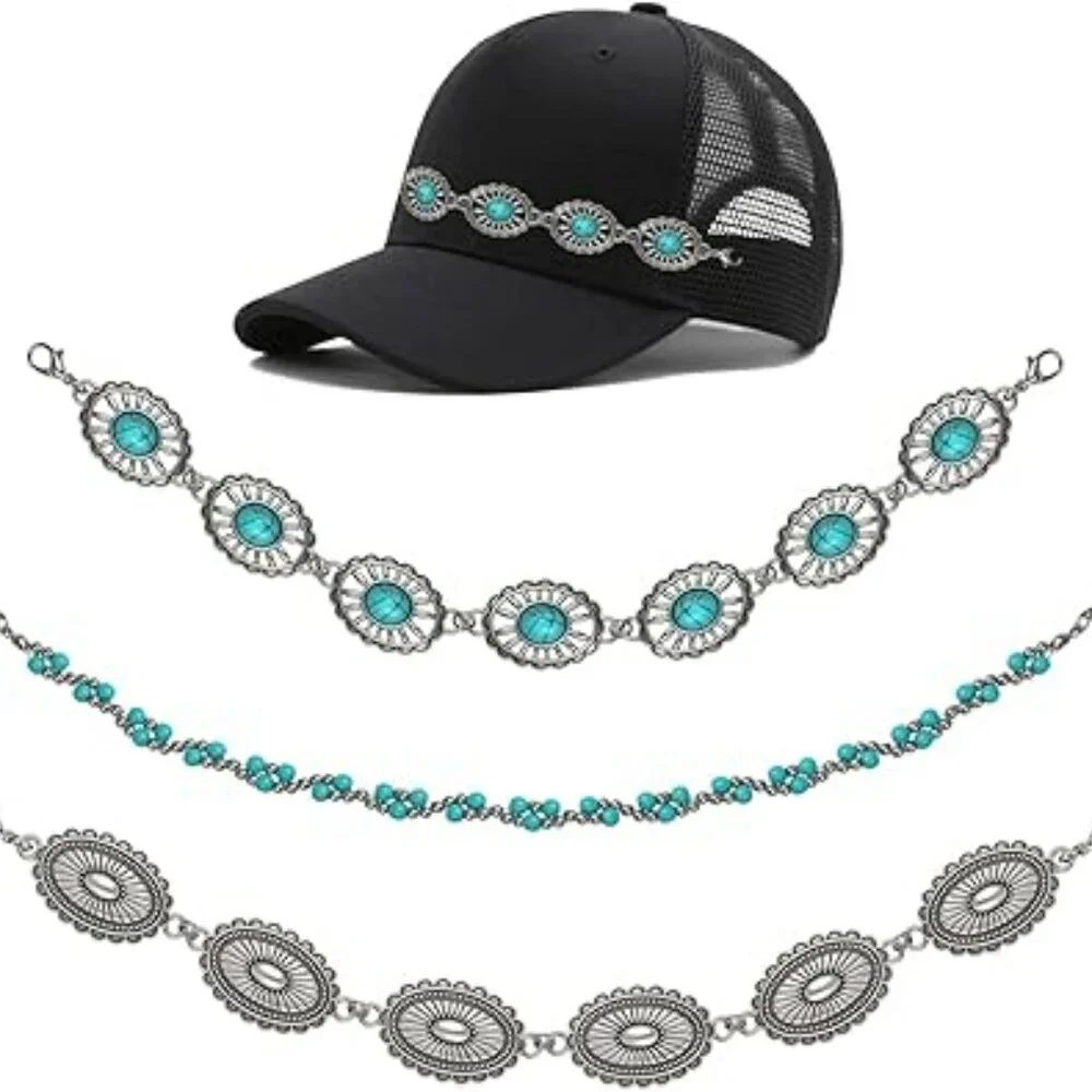 Hat Brim Chains for Women's Baseball Caps 3 Style in set‎ Western Cowgirl
